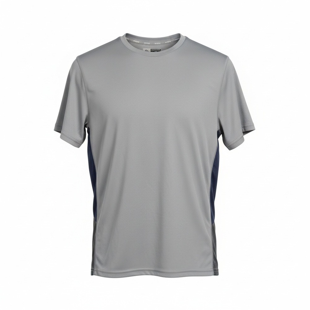 RBX Mens Size Medium Performance T‎ Shirt Grey Blue Mesh Athletic Quick Dry